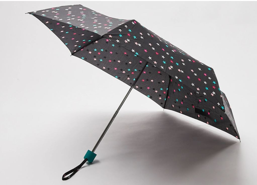 Oliver Bonas Foil Star Print Black Umbrella, £10, was £20